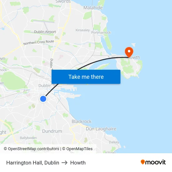 Harrington Hall, Dublin to Howth map