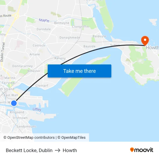 Beckett Locke, Dublin to Howth map