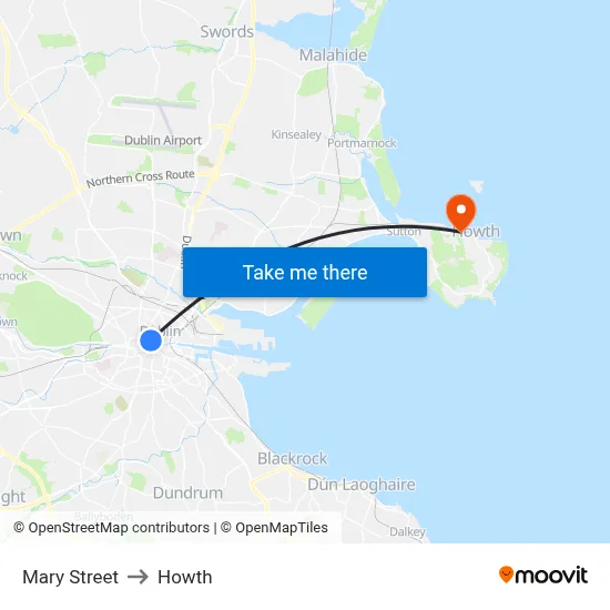 Mary Street to Howth map