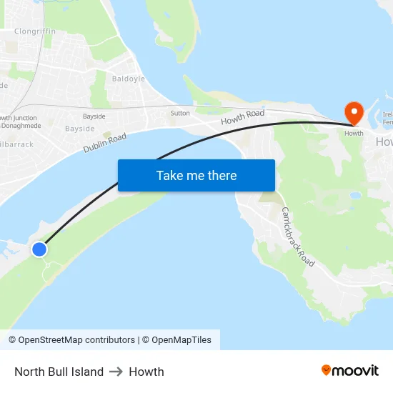 North Bull Island to Howth map