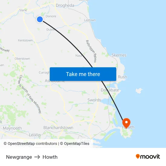 Newgrange to Howth map