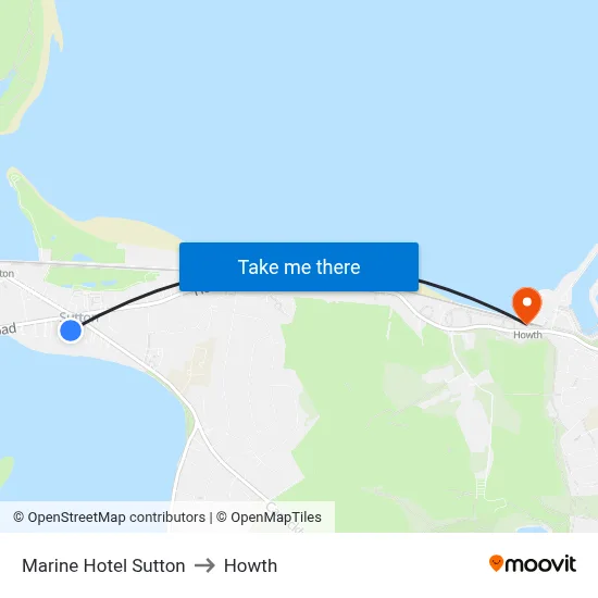 Marine Hotel Sutton to Howth map
