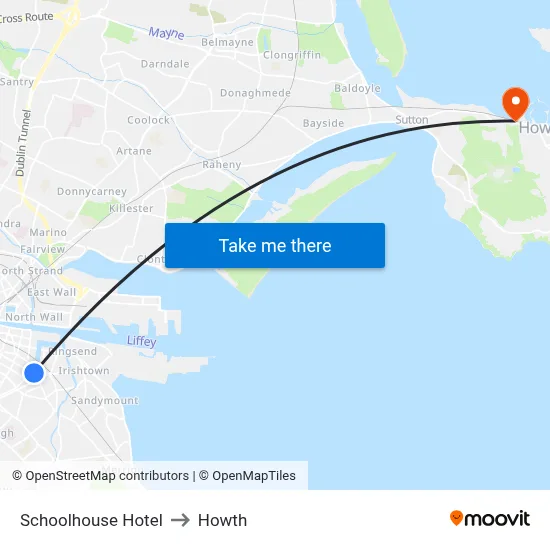 Schoolhouse Hotel to Howth map