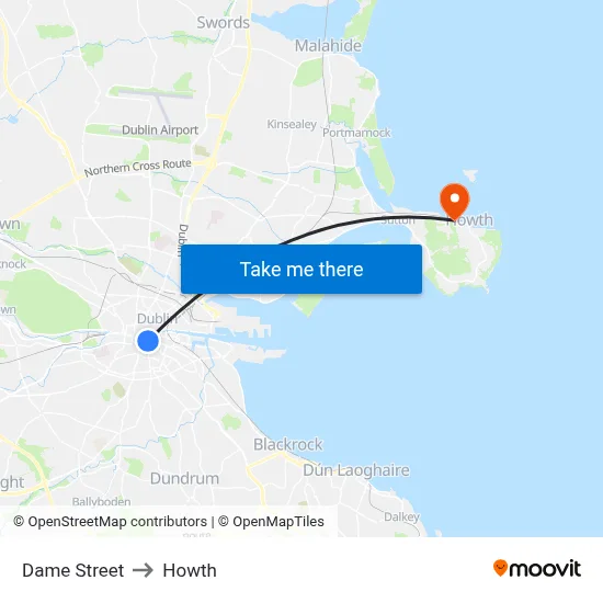 Dame Street to Howth map