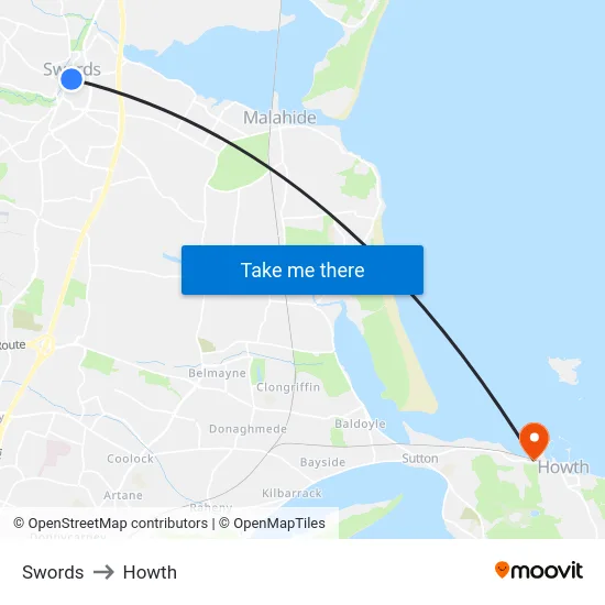 Swords to Howth map
