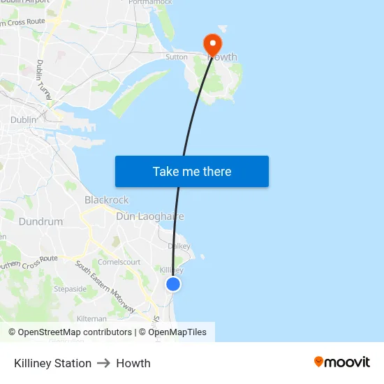 Killiney Station to Howth map