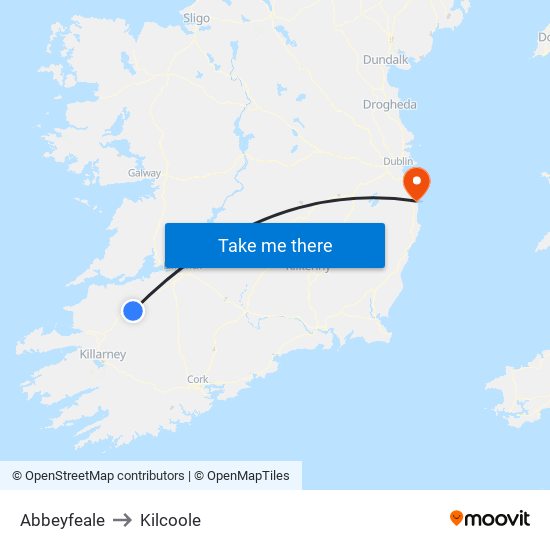 Abbeyfeale to Kilcoole map