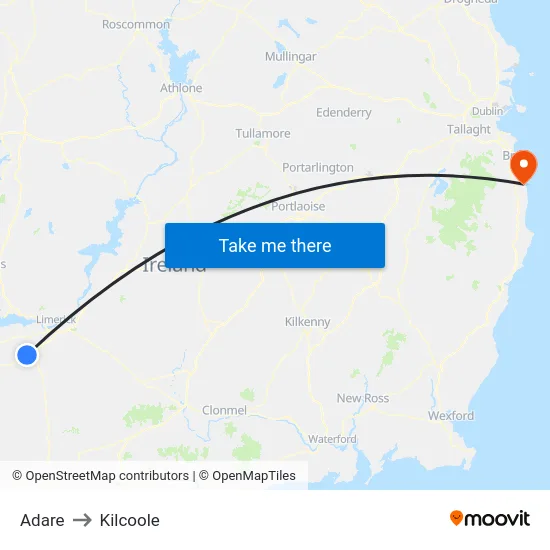 Adare to Kilcoole map