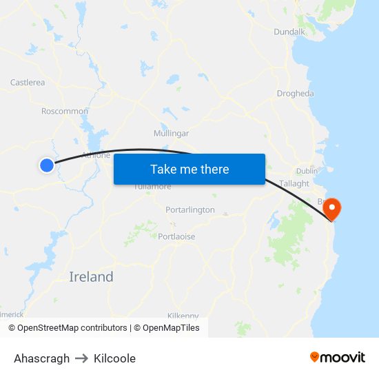 Ahascragh to Kilcoole map