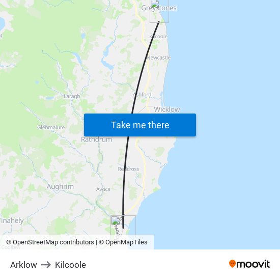 Arklow to Kilcoole map