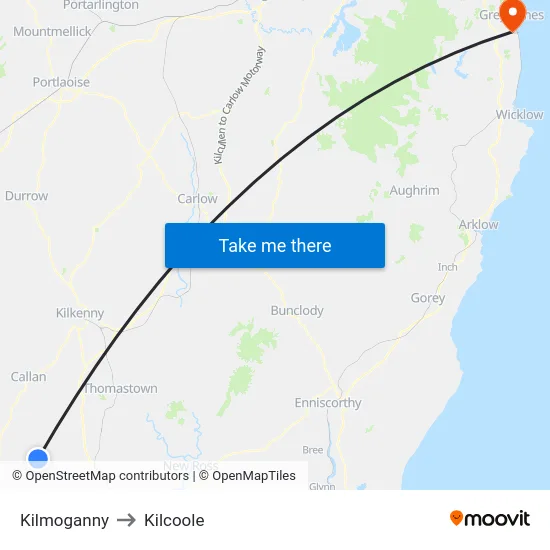 Kilmoganny to Kilcoole map
