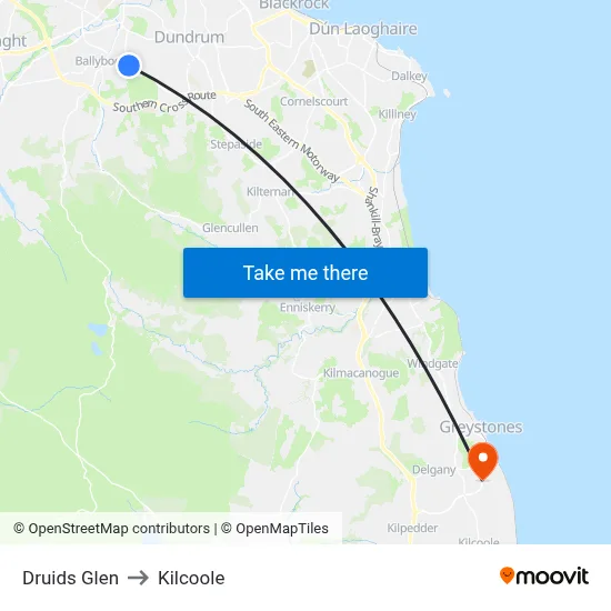 Druids Glen to Kilcoole map
