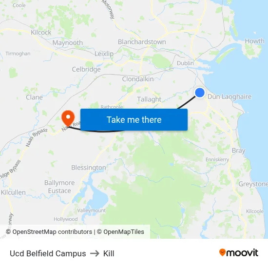 Ucd Belfield Campus to Kill map