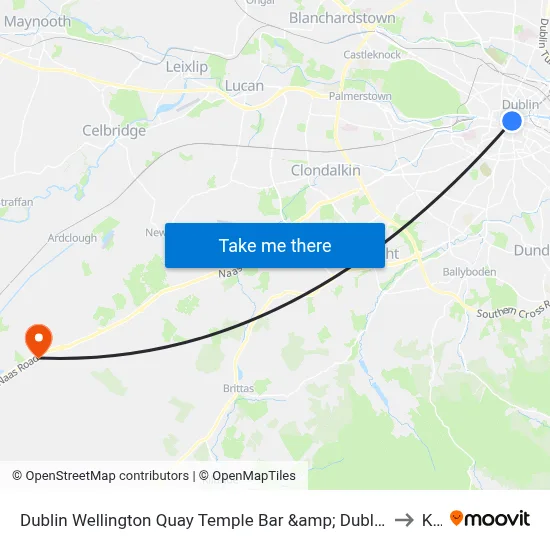 Dublin Wellington Quay Temple Bar &amp; Dublin Castle to Kill map