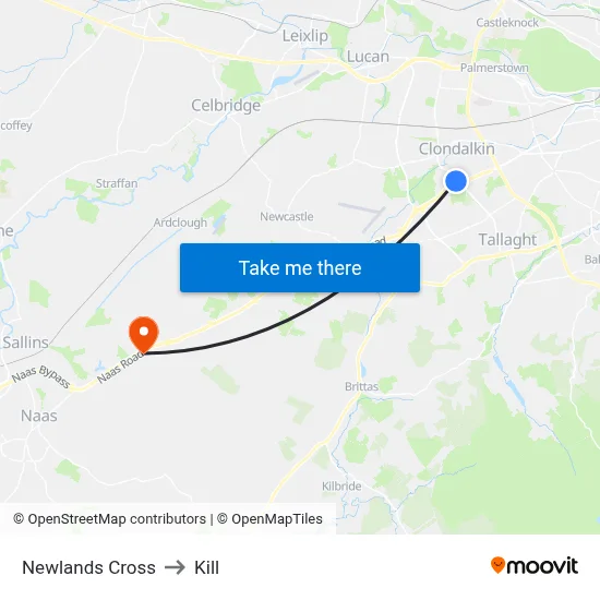 Newlands Cross to Kill map