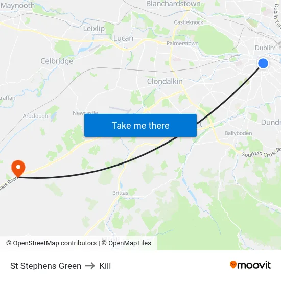 St Stephens Green to Kill map