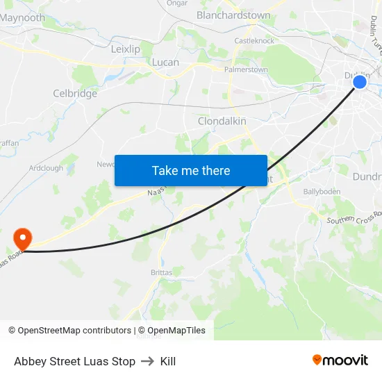 Abbey Street Luas Stop to Kill map