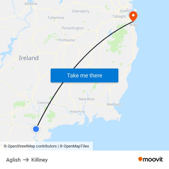 Aglish to Killiney map