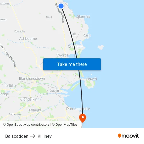 Balscadden to Killiney map