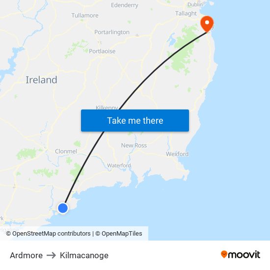 Ardmore to Kilmacanoge map