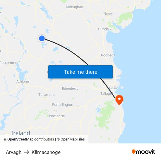 Arvagh to Kilmacanoge map