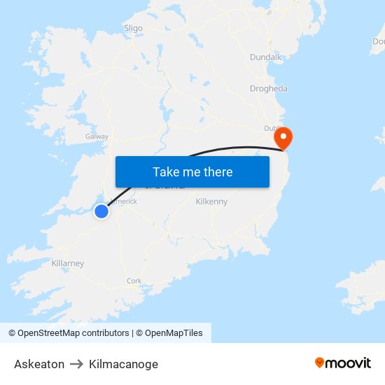 Askeaton to Kilmacanoge map