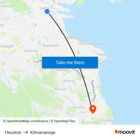 Heuston to Kilmacanoge map
