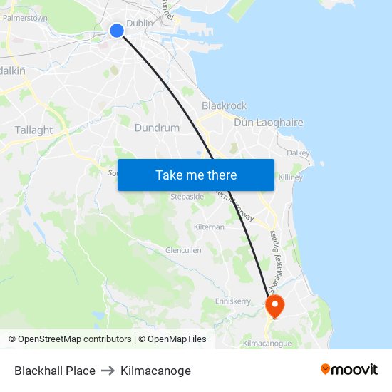 Blackhall Place to Kilmacanoge map