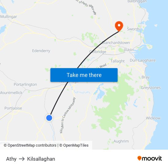 Athy to Kilsallaghan map