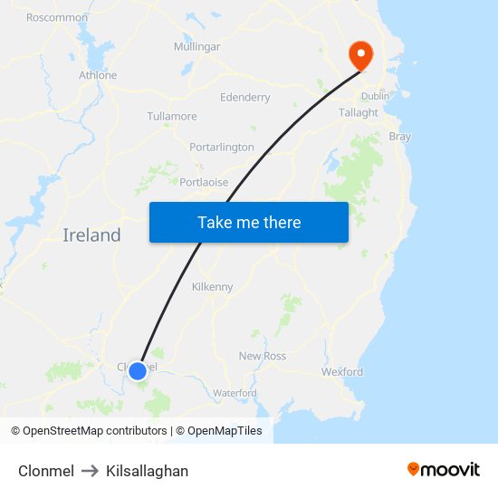 Clonmel to Kilsallaghan map