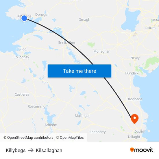 Killybegs to Kilsallaghan map