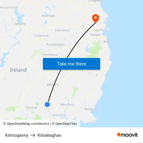 Kilmoganny to Kilsallaghan map
