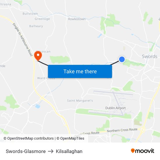 Swords-Glasmore to Kilsallaghan map