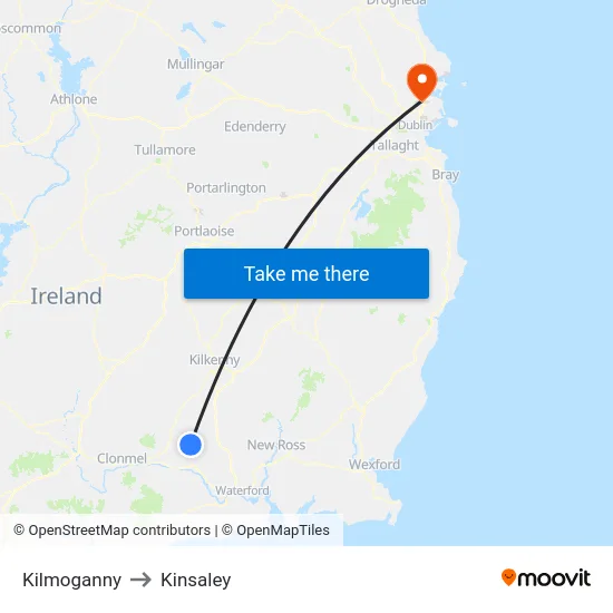 Kilmoganny to Kinsaley map