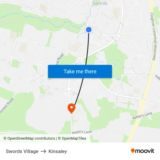 Swords Village to Kinsaley map