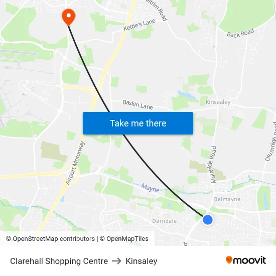Clarehall Shopping Centre to Kinsaley map