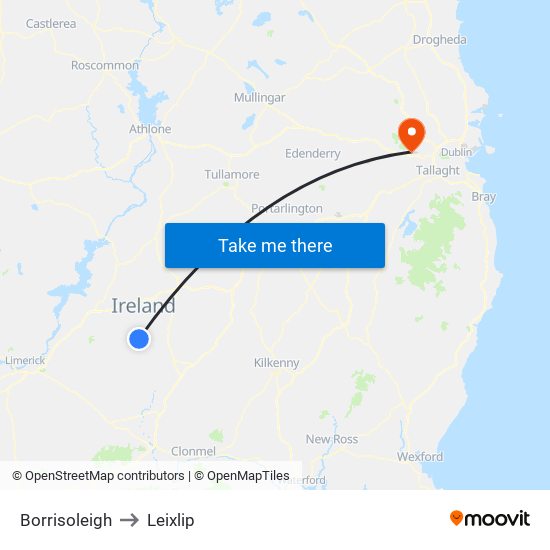 Borrisoleigh to Leixlip map