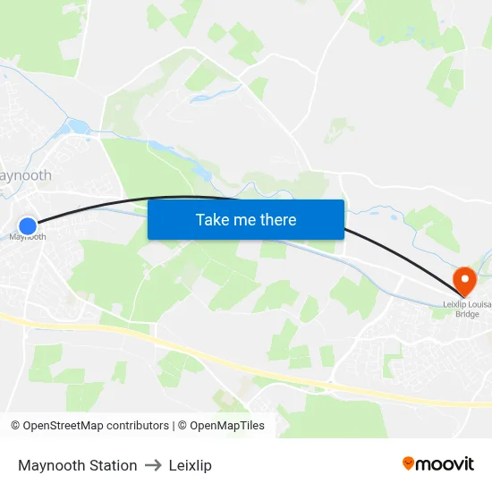 Maynooth Station to Leixlip map