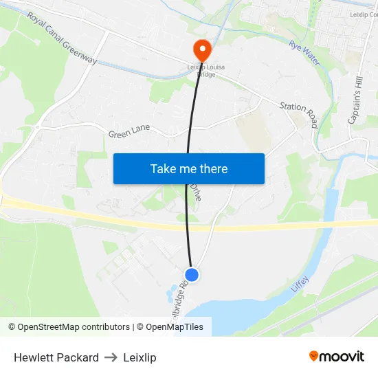 Hewlett Packard to Leixlip map