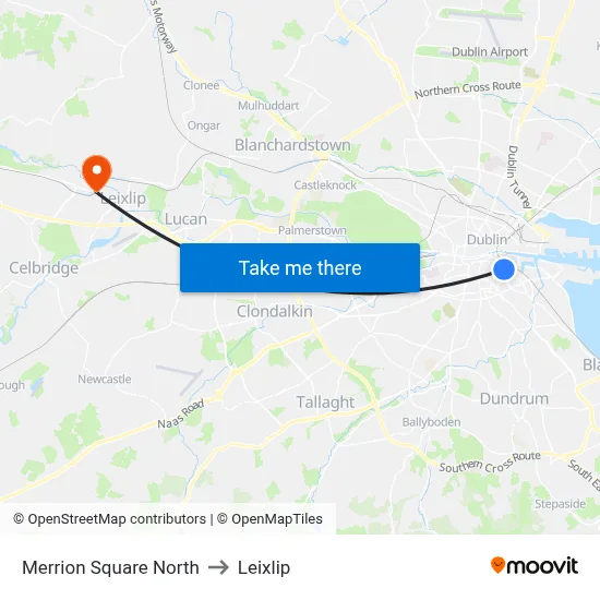 Merrion Square North to Leixlip map