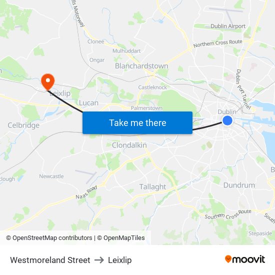 Westmoreland Street to Leixlip map