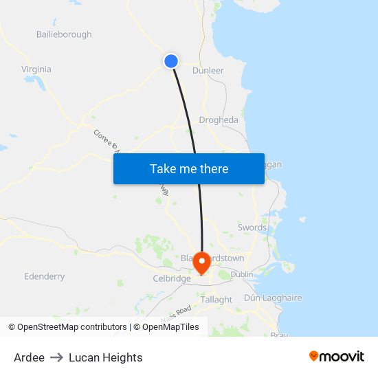 Ardee to Lucan Heights map