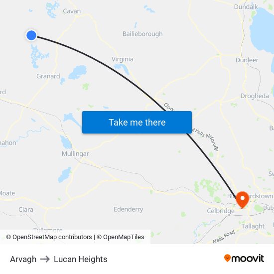 Arvagh to Lucan Heights map