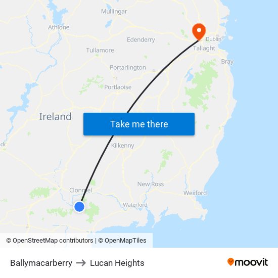 Ballymacarberry to Lucan Heights map