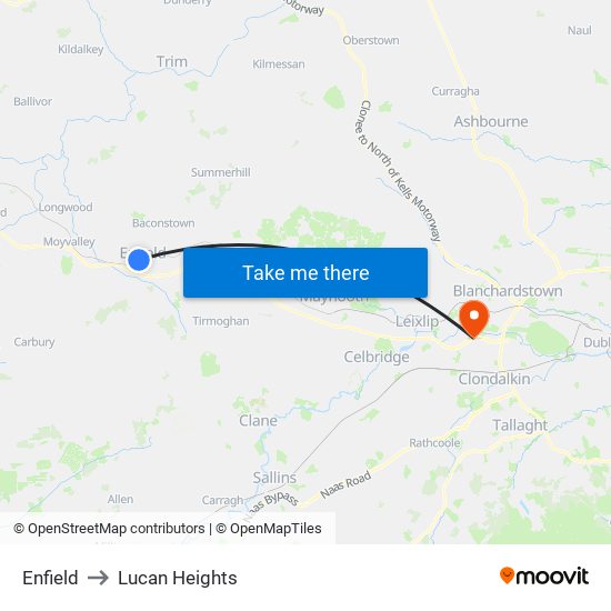 Enfield to Lucan Heights map