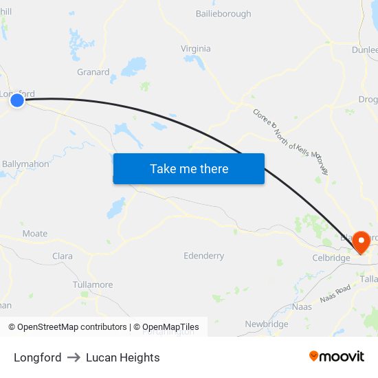 Longford to Lucan Heights map