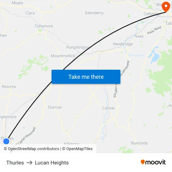 Thurles to Lucan Heights map
