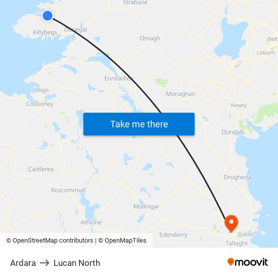 Ardara to Lucan North map