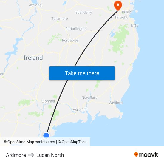 Ardmore to Lucan North map