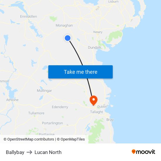 Ballybay to Lucan North map